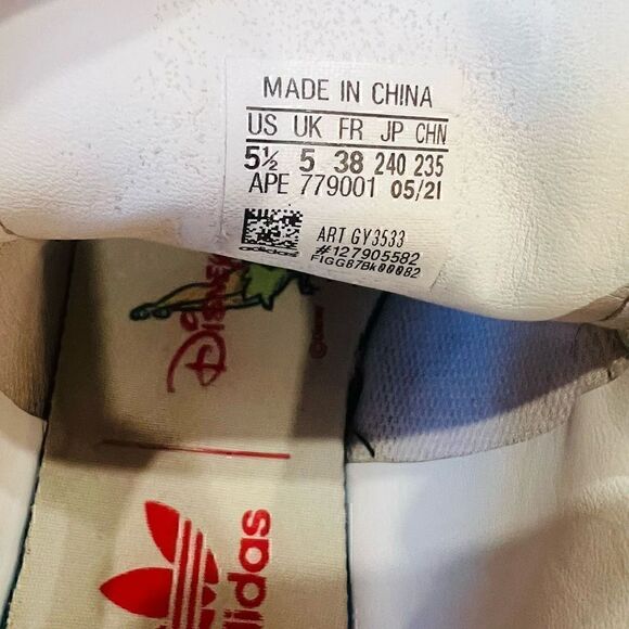 Adidas Stan Smith x Disney Peter Pan Tinkerbell Shoes women 5.5 White Sneakers - Picture 5 of 16